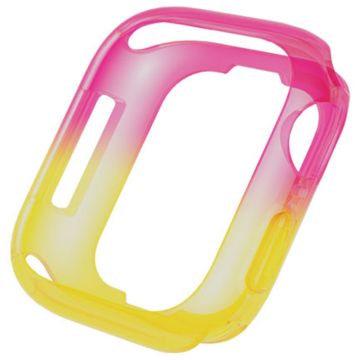 Apple Watch Series 4 / 5 / 6 / SE (2022) 44mm / 7 / 8 / 9 45mm Dual Color Doorschijnend Mat Flexibel Horloge Hoesje - Roze + Geel