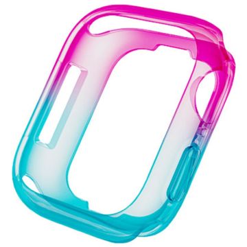 Apple Watch Series 4 / 5 / 6 / SE (2022) 44mm / 7 / 8 / 9 45mm Dual Color Doorschijnend Mat Flexibel Horloge Hoesje - Roze + Blauw