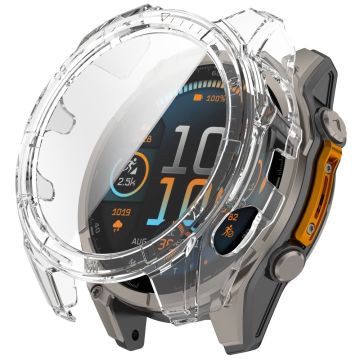 Garmin Fenix 8 47mm Horlogekast PC Frame Cover met Gehard Glas Schermfolie - Transparant