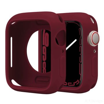 Silicone Protective Case Apple Watch Series 9 / 8 / 7 45mm Candy Color Shockproof Watch Cover - Wine Red