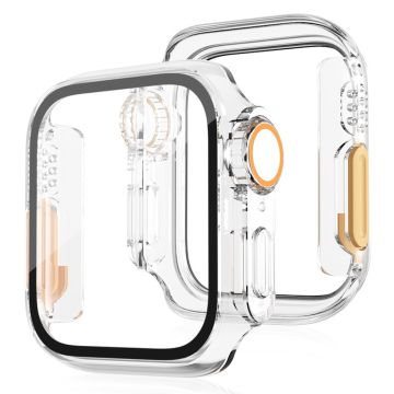 Bump Resistant Watch Case Apple Watch Series 9 8 7 45mm Watch Cover with Tempered Glass Film - Transparent