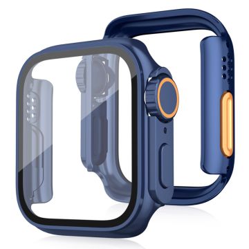 Bump Resistant Watch Case Apple Watch Series 9 8 7 45mm Watch Cover with Tempered Glass Film - Midnight Blue