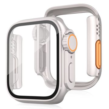 Bump Resistant Watch Case Apple Watch Series 9 8 7 45mm Watch Cover with Tempered Glass Film - Starlight