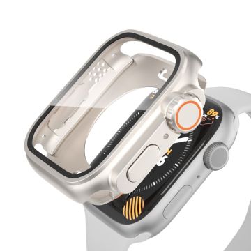 Waterdichte Full Cover voor Apple Watch Series 9/8/7 45mm - Starlight Zilver