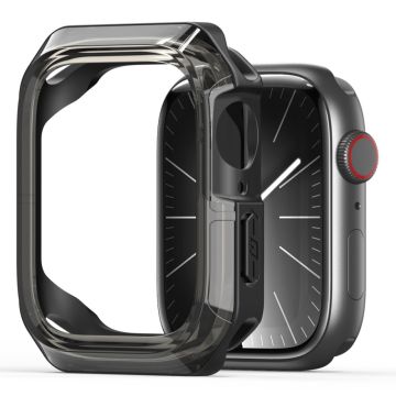 DUX DUCIS Tamo Series Apple Watch Series 9 / 8 / 7 45mm Horlogekast en Siliconen Horloge Frame Beschermer - Doorzichtig Zwart