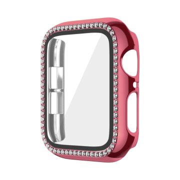 Apple Watch Series 9 / 8 / 7 45 mm horlogekastje met strass-inslagbestendig hoesje en beschermfolie van gehard glas - Rose Pink