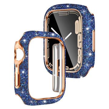 Apple Watch Series 9 / 8 / 7 45mm Horlogekastje Glitter Kristal Decor Hard Stootvast Beschermend Frame - Blauw