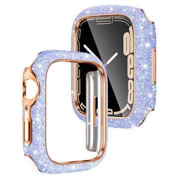 Apple Watch Series 9 / 8 / 7 45mm Horlogekastje Glitter Kristal Decor Hard Stootvast Beschermend Frame - Purper