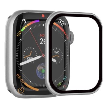 RURIHAI Tempered Glass Screen Film Apple Watch Series 9 / 8 / 7 45mm Scratch Resistant Frame Watch Screen Protector - Silver