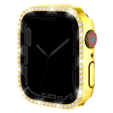 Apple Watch Series 9 / 8 / 7 45mm Horlogekastje Strass steentje Stootvast Frame met Anti-spy Tempered Glass Screen Film - Goud