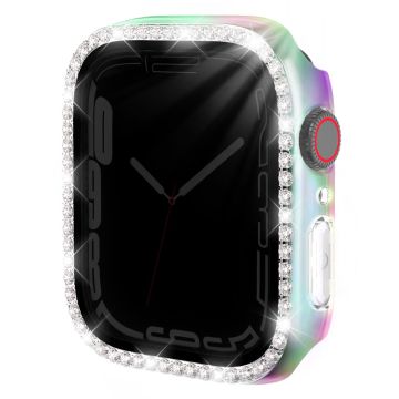 Apple Watch Series 9 / 8 / 7 45mm Horlogekastje Strass steentje Stootvast Frame met Anti-spy Tempered Glass Screen Film - Kleurrijk