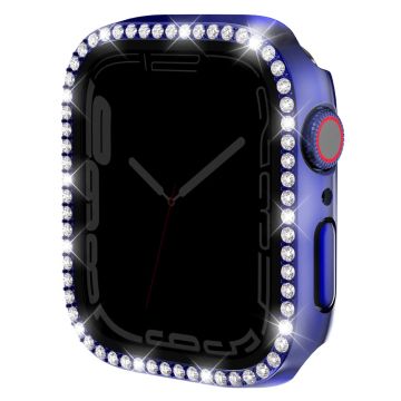 Apple Watch Series 9 / 8 / 7 45mm Horlogekastje Strass steentje Stootvast Frame met Anti-spy Tempered Glass Screen Film - Nachtblauw