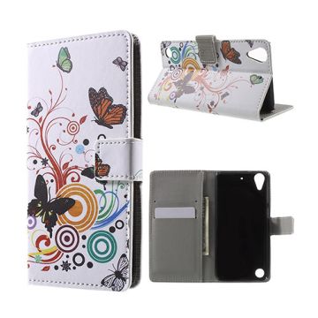 Butterfly HTC Desire 530 leren Hoesje - Vlinder En Cirkel