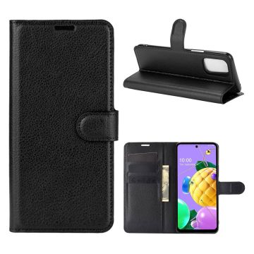 Classic LG K62 / LG K52 / LG Q52 leren flip Hoesje - Zwart