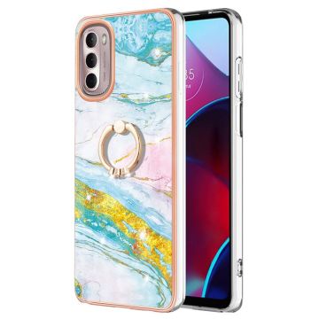 Marble design Motorola Moto G Stylus (2022) Hoesje - Groen En Geel Marmer Waas