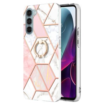 Marble design Motorola Moto G200 5G / Motorola Edge S30 Hoesje - Roze / Wit