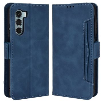 Lederen portemonnee hoesje met moderne vormgeving voor Motorola Moto G200 5G / Motorola Edge S30 - Blauw