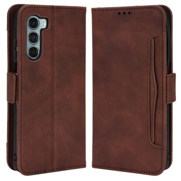 Lederen portemonnee hoesje met moderne vormgeving voor Motorola Moto G200 5G / Motorola Edge S30 - Bruin