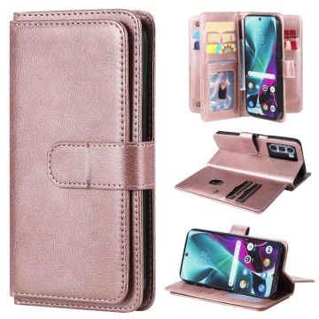 10-slot portemonnee-etui voor Motorola Moto G200 5G / Motorola Edge S30 - Rose Goud