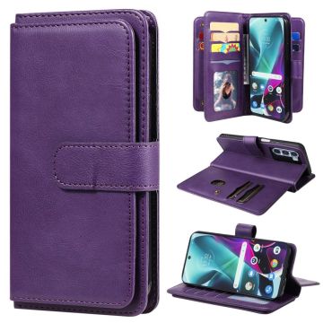 10-slot portemonnee-etui voor Motorola Moto G200 5G / Motorola Edge S30 - Purper