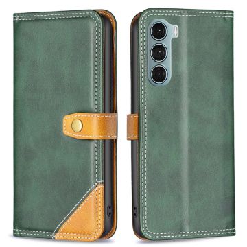 BINFEN tweekleurige leren case voor Motorola Moto G200 5G / Motorola Edge S30 - Groen