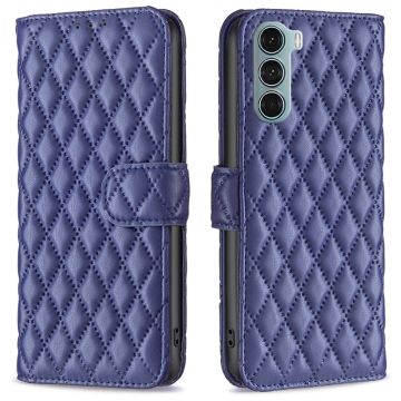 Ruitpatroon matte flip case voor Motorola Moto G200 5G / Motorola Edge S30 - Blauw