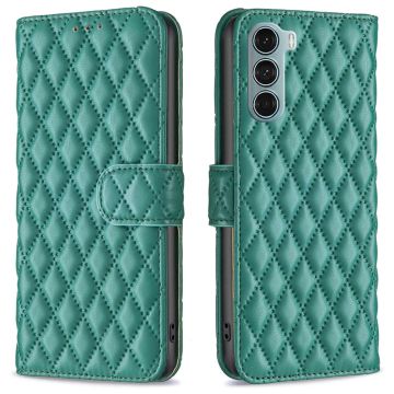 Ruitpatroon matte flip case voor Motorola Moto G200 5G / Motorola Edge S30 - Groen