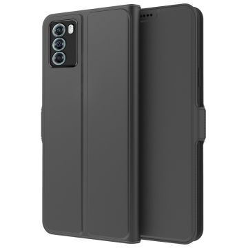 Zachte en dunne premium PU leren case voor Motorola Edge S30 - Zwart