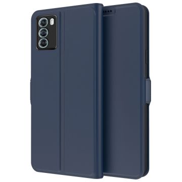 Zachte en dunne premium PU leren case voor Motorola Edge S30 - Blauw