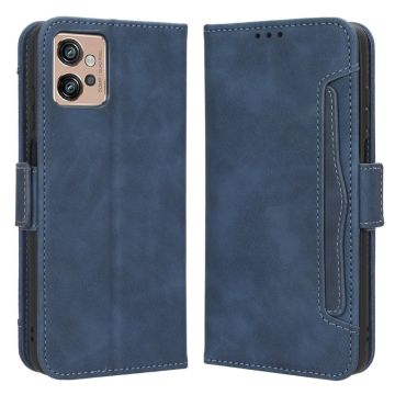 Lederen portemonnee hoesje met moderne vormgeving voor Motorola Moto G32 - Blauw