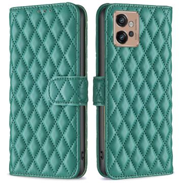 Ruitpatroon matte flip case voor Motorola Moto G32 - Groen