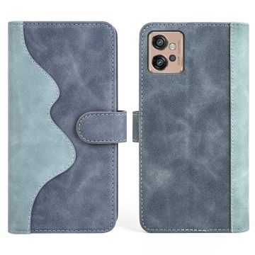 Tweekleurige leren flip case voor Motorola Moto G32 - Blauw