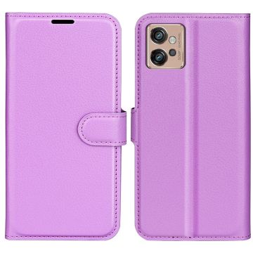 Classic Motorola Moto G32 leren flip Hoesje - Purper