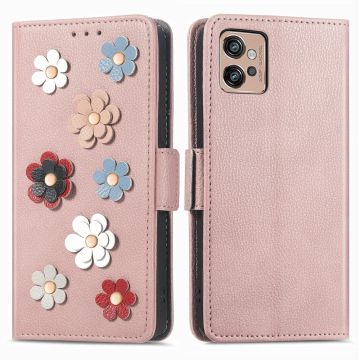 Glad en dun premium PU lederen hoesje voor Motorola Moto G32 - Roségoud