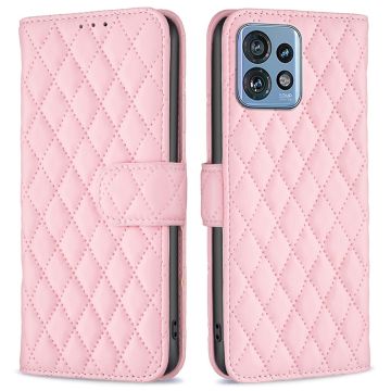 Ruitpatroon matte flip case voor Motorola Edge 40 Pro / Motorola Moto X40 - Roze