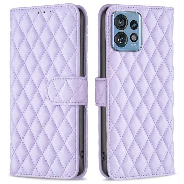 Ruitpatroon matte flip case voor Motorola Edge 40 Pro / Motorola Moto X40 - Purper