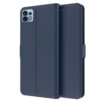 Zachte en dunne premium PU leren case voor Motorola Edge 40 Pro / Motorola Moto X40 - Blauw