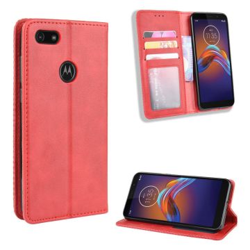 Bofink Vintage Motorola Moto E6 Play leren beschermhoesje - Rood