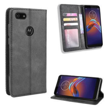 Bofink Vintage Motorola Moto E6 Play leren beschermhoesje - Zwart