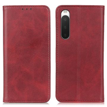 Echt lederen flip-hoesje in portemonnee-stijl voor Sony Xperia 10 V - Rood
