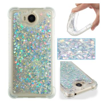 Glitter Huawei Y6 2017 Hoesje - Zilver