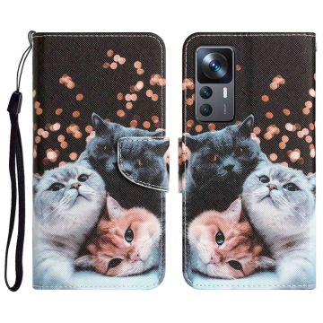 Wonderland Xiaomi 12T / Xiaomi 12T Pro / Xiaomi Redmi K50 Ultra flip Hoesje - Drie Katten