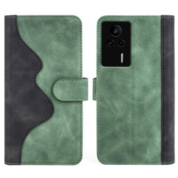 Tweekleurige leren flip case voor Xiaomi Redmi K60E - Groen