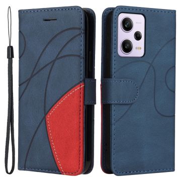 Gestructureerde leren case met strap voor Xiaomi Poco X5 Pro / Xiaomi Redmi Note 12 Pro / Xiaomi Redmi Note 12 Pro Speed - Blauw