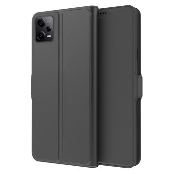 Zachte en dunne premium PU leren case voor Xiaomi Poco X5 Pro / Xiaomi Redmi Note 12 Pro / Xiaomi Redmi Note 12 Pro Speed - Zwart