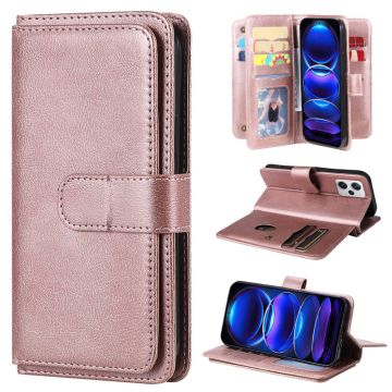 10-slot portemonnee-etui voor Xiaomi Poco X5 Pro / Xiaomi Redmi Note 12 Pro Speed / Xiaomi Redmi Note 12 Pro - Rose Goud