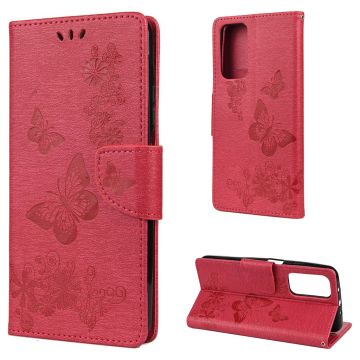 Butterfly Xiaomi Redmi K30S / Xiaomi Mi 10T 5G / Xiaomi Mi 10T Pro 5G leren Hoesje - Rood