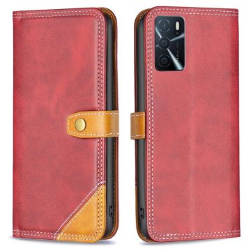 BINFEN tweekleurige leren case voor Oppo A54s / Oppo A54 / Oppo A16s / Oppo A16 - Rood
