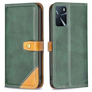 BINFEN tweekleurige leren case voor Oppo A54s / Oppo A54 / Oppo A16s / Oppo A16 - Groen