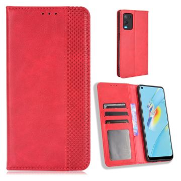 Bofink Vintage Oppo A54 leren beschermhoesje - Rood